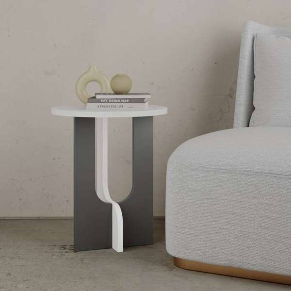 Tavolino da Soggiorno 40x40x47 cm in MDF Luna Bianco e Antracite online