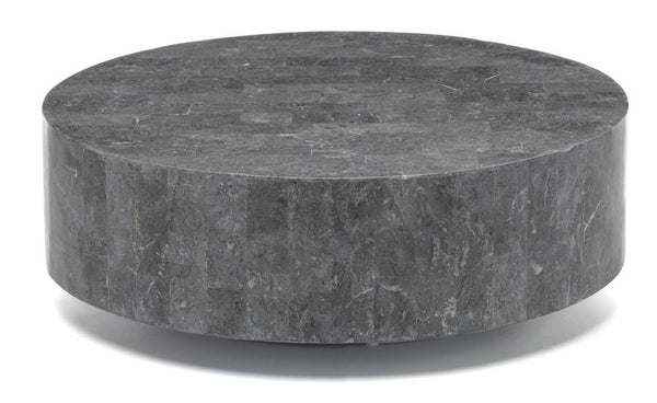 Tavolino da Salotto 85x85xH28 cm in Pietra fossile Round 1 Grigio sconto