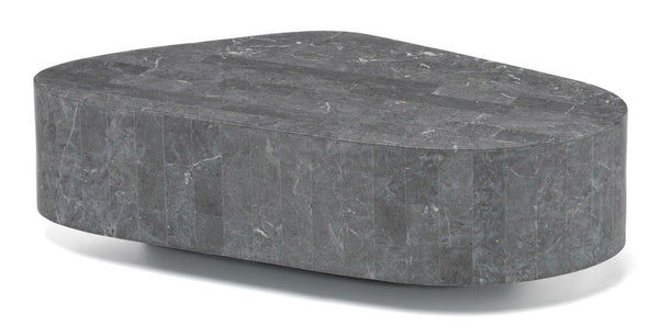 sconto Tavolino da Salotto 52x100xH28 cm in Pietra fossile Trapezio Grigio