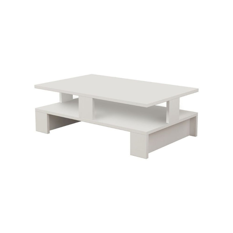 Tavolino da salotto 80x50x27,5 cm Mansu bianco doppio ripiano-2