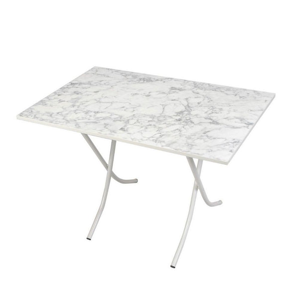 Tavolo pieghevole 60x90x75 cm marmo bianco e gambe bianco acquista