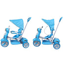 Triciclo a Spinta Seggiolino Reversibile per Bambini Kidfun Classic Blu-3