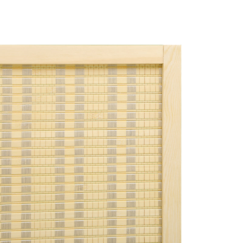 Paravento Separè 3 Pannelli H180 cm in Legno e Bambù Naturale-8