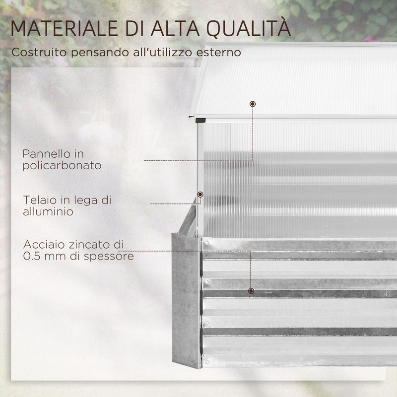 Fioriera da Giardino 126x107x57,5/67,5 cm Rialzata in Metallo con Copertura in PC Argento-7