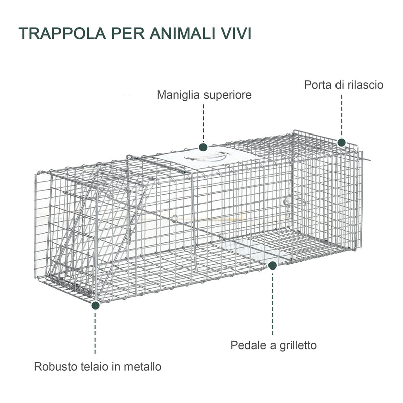 Gabbia Trappola per Animali Vivi 100x25x28 cm Doppia Porta in Ferro Verde  scuro in 2023
