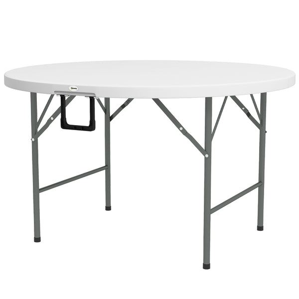 Tavolo Pieghevole per Giardino e Campeggio Ø122x73 cm in Acciaio e HDPE Grigio e Bianco prezzo