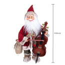Babbo Natale con Contrabbasso Musica e Movimento H46 cm Rosso/Grigio-2