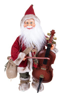Babbo Natale con Contrabbasso Musica e Movimento H46 cm Rosso/Grigio-1