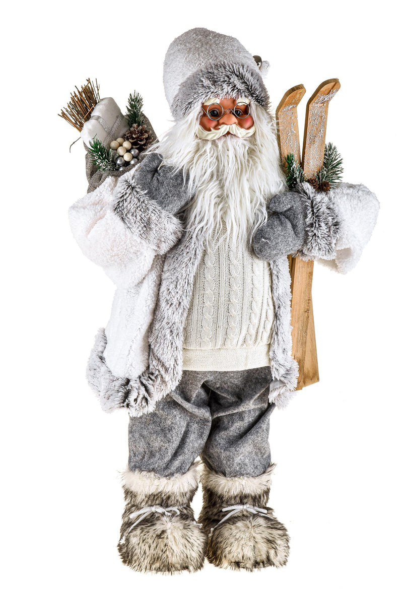 Babbo Natale con Sacco e Doni H45 cm Bianco-1