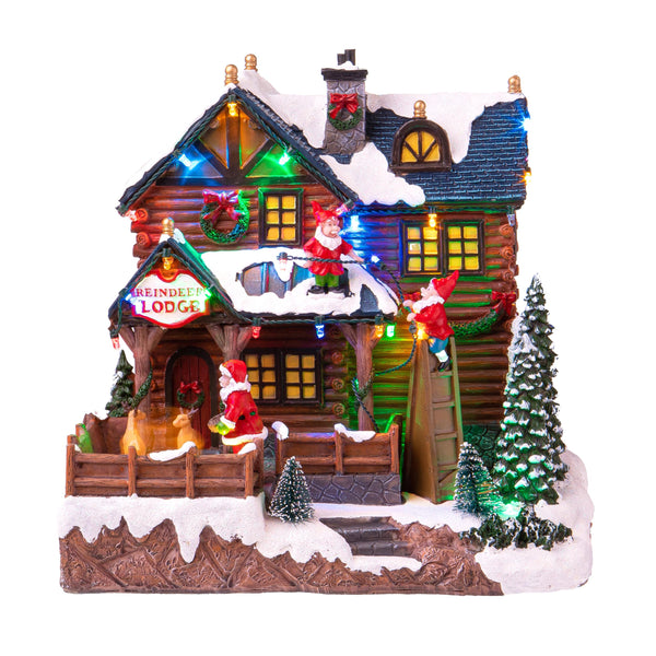 Villaggio Natalizio Casa di Babbo Natale con Luci Musica e Movimento H25,5 cm in Resina sconto