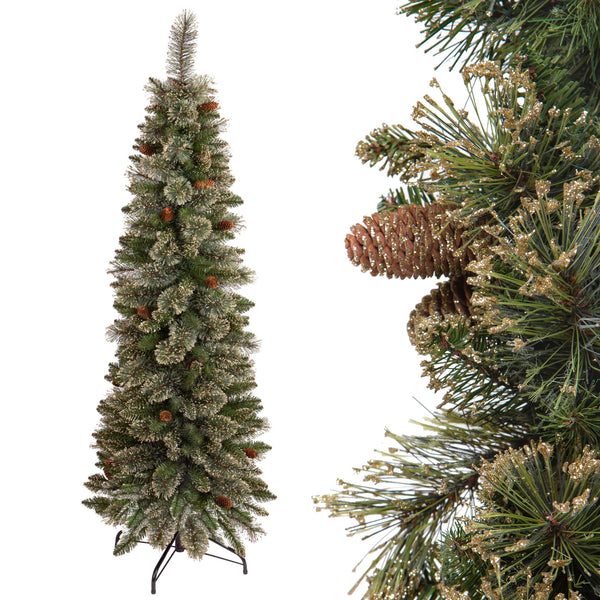 Albero di Natale Artificiale H210 cm Abete Slim Golden Green 479 Tips Verde online