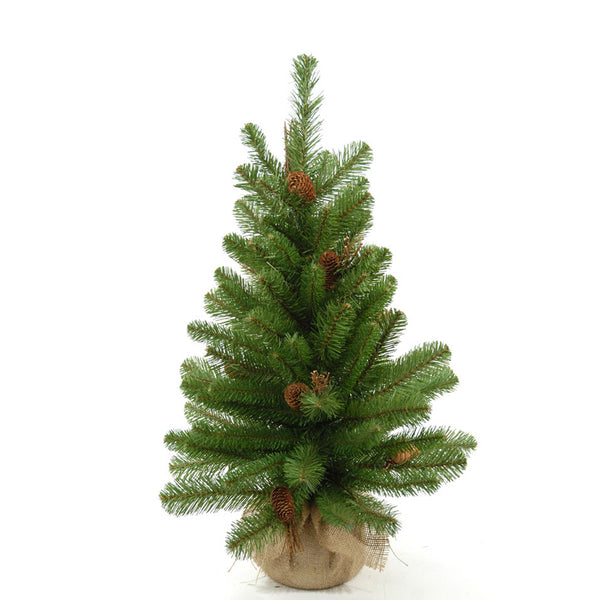 acquista Set 2 Mini Albero di Natale Artificiali H45 cm Abete con Pigne 43 Tips Verde