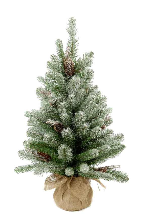 Set 2 Mini Albero di Natale Artificiale H45 cm Abete innevati con Pigne 43 Tips Verde acquista