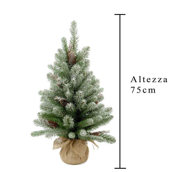 online Mini Albero di Natale Artificiale H80 cm Abete innev.con Pigne 115 Tips Verde