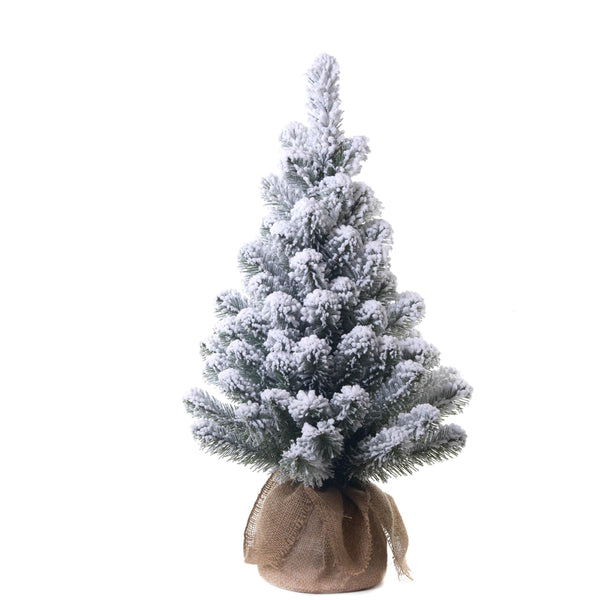acquista Mini Albero di Natale Artificiale H75 cm Abete con Sacco e Neve 83 Tips Verde