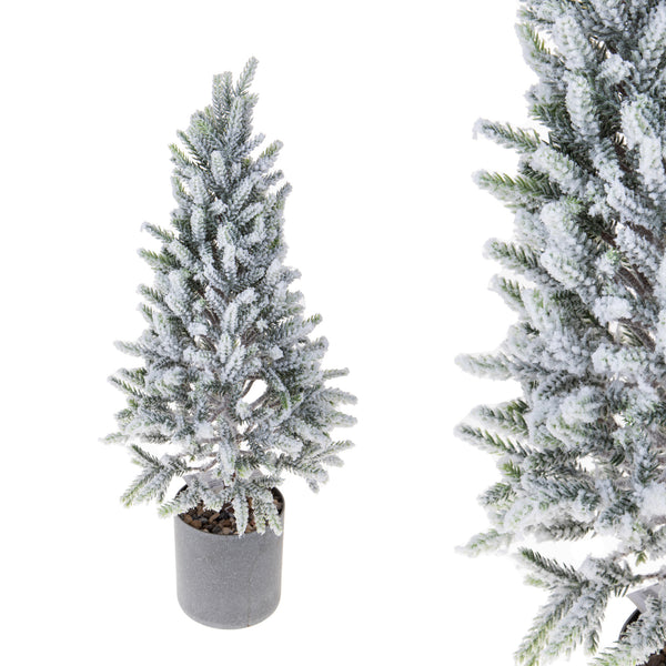 Set 2 Mini Albero di Natale Artificiale H48 cm Abete innevato Verde prezzo