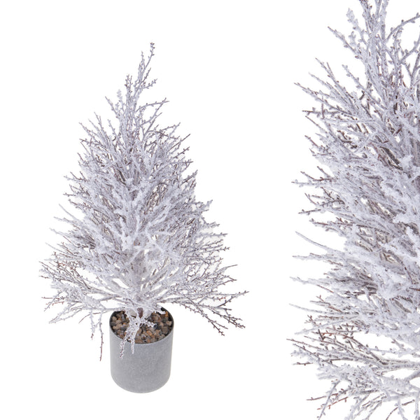 acquista Set 2 Mini Albero di Natale Artificiale Abete H57 cm Spoglio con Neve Verde