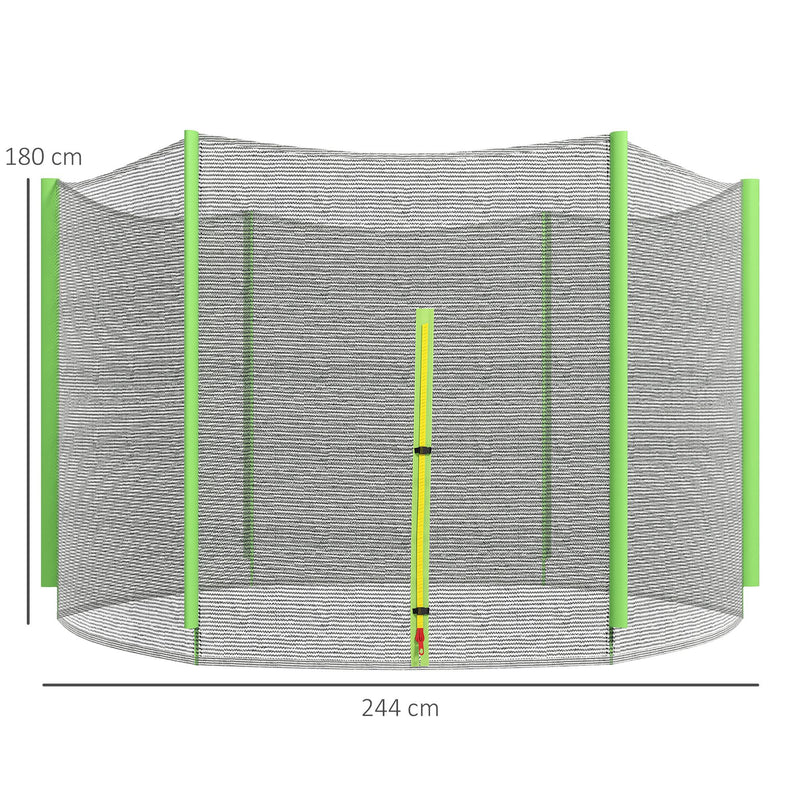 Rete di Protezione per Trampolini a 6 Pali con Ingresso con Cerniera Ø244x180 cm in PE Nero e Verde-3
