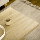 Tavolino da Caffè  90x60x45 cm con Ripiano Centrale in Legno Bianco e Legno-8