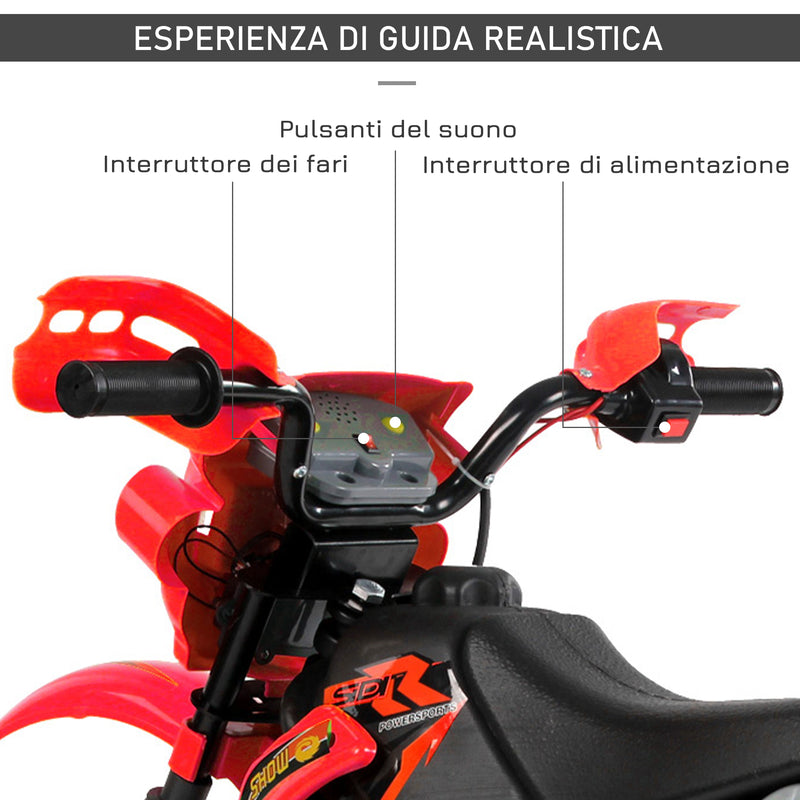 Moto Elettrica per Bambini 6V in Plastica PP Rosso e Nero-5