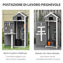 Casetta Box da Giardino Porta Attrezzi 78x52,5x182 cm con Ripiano Rimovibile e Tavolo da Lavoro in Abete  Grigia-5